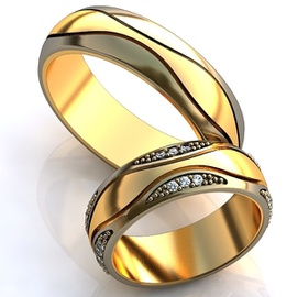 Aliança de Casamento Trabalhada com Diamantes - Helder Joalheiros