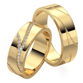 Aliança em Ouro 18k cravejada com Diamantes - Helder Joalheiros