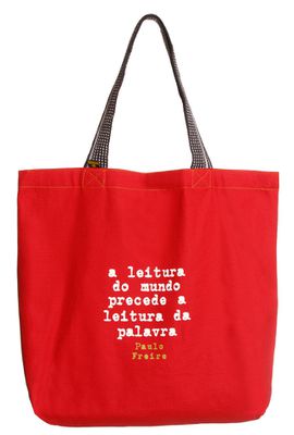 BOLSA PAULO FREIRE LEITURA - Vermelha - Tertúlia Produtos Literários