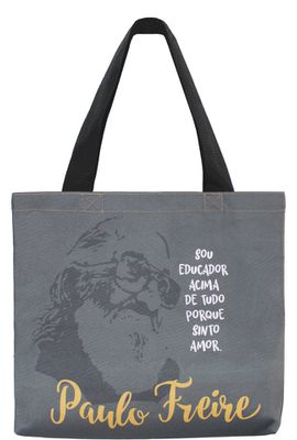 BOLSA PAULO FREIRE EDUCADOR - Cinza - Tertúlia Produtos Literários