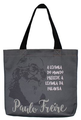BOLSA PAULO FREIRE LEITURA - Cinza - Tertúlia Produtos Literários