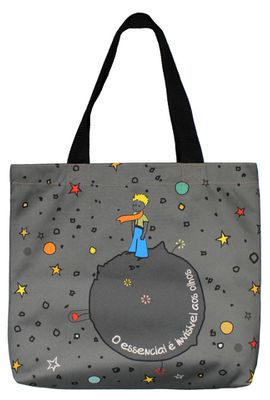 BOLSA PEQUENO PRÍNCIPE - Cinza - Tertúlia Produtos Literários