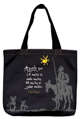 BOLSA DOM QUIXOTE - Preta - Tertúlia Produtos Literários