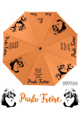 GUARDA-CHUVA PAULO FREIRE - Laranja - Tertúlia Produtos Literários