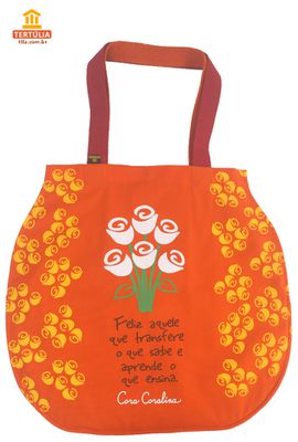 Bolsa Patchwork Cora Coralina Professor - Laranja - Tertúlia Produtos Literários