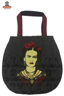 BOLSA PATCHWORK FRIDA - Preta - Tertúlia Produtos Literários