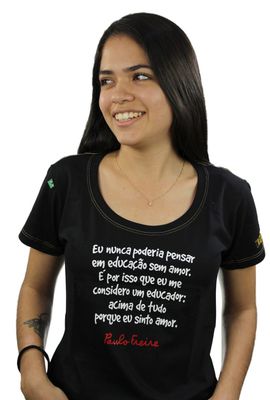 Babylook Paulo Freire Preta - Tertúlia Produtos Literários