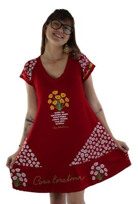 Vestido Cora Coralina Vermelho - Tertúlia Produtos Literários