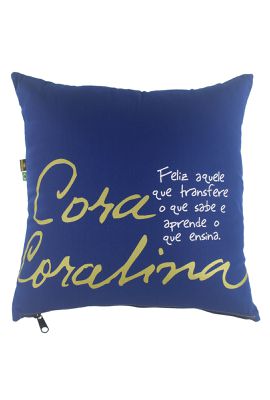 CAPA DE ALMOFADA CORA CORALINA PROFESSOR - Azul - Tertlia Produtos Literrios