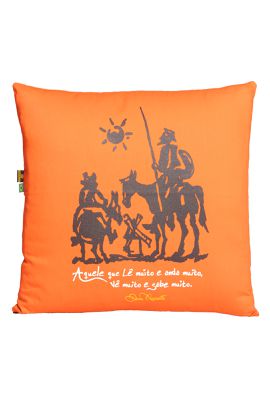 CAPA DE ALMOFADA DOM QUIXOTE - Laranja - Tertlia Produtos Literrios