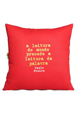CAPA DE ALMOFADA PAULO FREIRE LEITURA - Vermelha - Tertúlia Produtos Literários