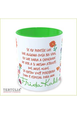 Caneca Frida Kahlo - Olhos - Verde Claro - Tertúlia Produtos Literários