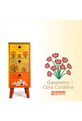 Gaveteiro Cora Coralina - 3 gavetas - Tertúlia Produtos Literários
