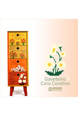 Gaveteiro Cora Coralina - 4 gavetas - Tertúlia Produtos Literários