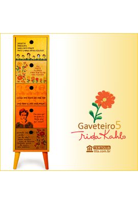 Gaveteiro Frida Kahlo - 5 Gavetas - Tertúlia Produtos Literários
