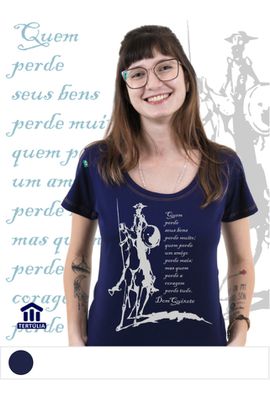 Babylook Dom Quixote Coragem Marinho - Tertúlia Produtos Literários