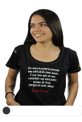 Babylook Paulo Freire Preta - Tertúlia Produtos Literários