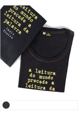 Babylook Paulo Freire Leitura - Preta - Tertúlia Produtos Literários