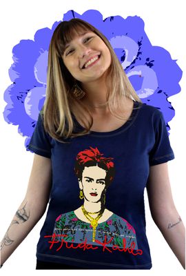 Babylook Frida Kahlo Alas Marinho - Tertúlia Produtos Literários