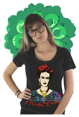 Babylook Frida Kahlo Alas Preta - Tertúlia Produtos Literários