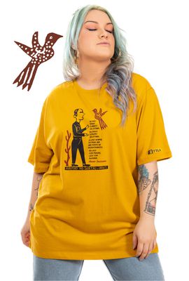 Camiseta Ariano Suassuna mostarda - Tertúlia Produtos Literários