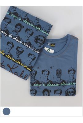 Camiseta Frida Kahlo Desconstrução - Azul Claro - Tertúlia Produtos Literários