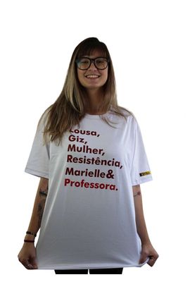 Camiseta Marielle Professora - Branca - Tertúlia Produtos Literários