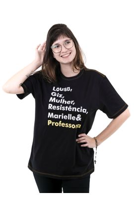 Camiseta Marielle Professora Preta - Tertúlia Produtos Literários