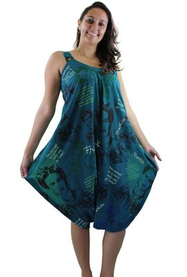 Vestido Saruel Frida Kahlo Azul Petróleo - Tertúlia Produtos Literários