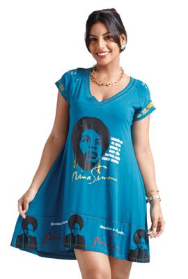 Vestido Nina Simone Azul - Tertúlia Produtos Literários