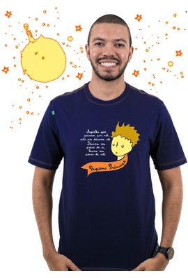 Camiseta Pequeno Príncipe - Marinho - Tertúlia Produtos Literários