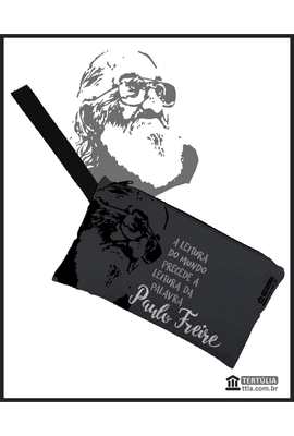 NÉCESSAIRE Paulo Freire Leitura - Cinza - Tertúlia Produtos Literários