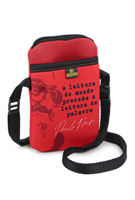 BOLSA CELULAR TERTÚLIA - PAULO FREIRE - Vermelha - Tertúlia Produtos Literários