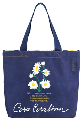BOLSA CORA CORALINA VIDA - Marinho - Tertúlia Produtos Literários