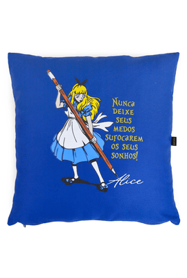 CAPA DE ALMOFADA MUNDO ALICE - Azul - Tertúlia Produtos Literários