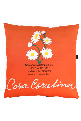 CAPA DE ALMOFADA CORA CORALINA VIDA - Laranja - Tertúlia Produtos Literários