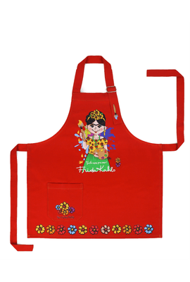 AVENTAL INFANTIL - Frida Kahlo - Vermelho - Tertúlia Produtos Literários