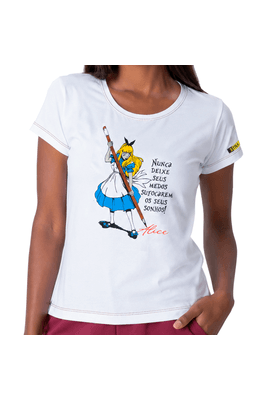Babylook Mundo Alice - Branca - Tertúlia Produtos Literários