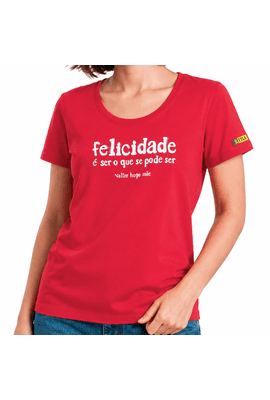 Babylook Valter Hugo Mãe Felicidade - Vermelha - Tertúlia Produtos Literários
