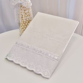 Toalha Bebê Meu Batizado de Percal Branco - TexNew Bebê