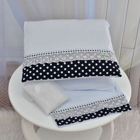 Kit Para Carrinho Bebe Bolinha Marinho - TexNew Bebê