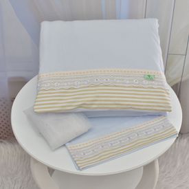 Kit Para Carrinho Bebê Listrinhas Bege - TexNew Bebê