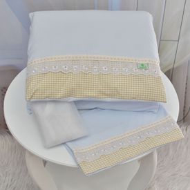 Kit Para Carrinho Bebe Xadrez Bege - TexNew Bebê