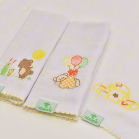 Paninho de Boca Bebê Fralda Ursinhos Amarelo 3 Peças - TexNew Bebê