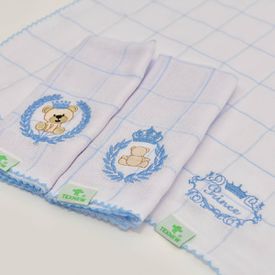Paninho de Boca Bebê Fralda Ursinho Príncipe Azul 3 Peças - TexNew Bebê