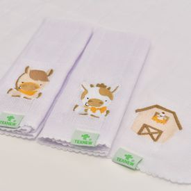 Paninho de Boca Bebê Fralda Dia No Sítio Branco 3 Peças - TexNew Bebê