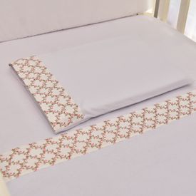 Jogo de Lençol Bebê de Malha Com Fita Floral 3 Peças - TexNew Bebê