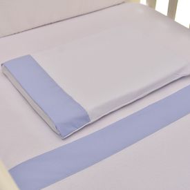 Jogo de Lençol Bebê de Malha Com Fita Azul 3 Peças - TexNew Bebê