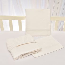 Jogo de Lençol Bebê de Percal Soft 150 Com Fita Branca 3 Peças - TexNew Bebê