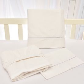 Jogo de Lençol Bebê de Percal Soft 150 Ouro Branco 3 Peças - TexNew Bebê